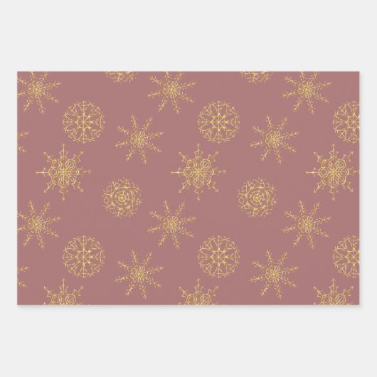 Elegant Handrawn Pattern Gold Marsala Inpakpapier Vel (Voorkant 2)