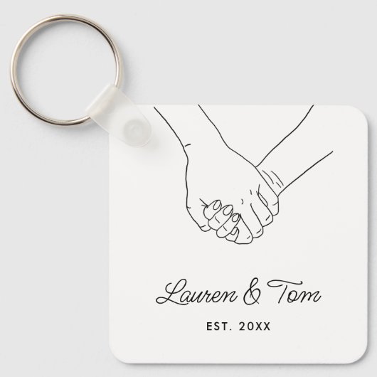 Elegant Hands Illustration Valentijnsdag Script Sleutelhanger (Voorkant)