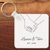 Elegant Hands Illustration Valentijnsdag Script Sleutelhanger (Voorkant)