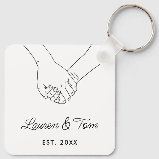 Elegant Hands Illustration Valentijnsdag Script Sleutelhanger (Achterkant)