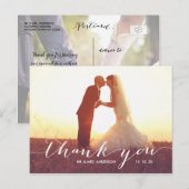 Elegant handschrift 2 foto bruiloft Bedankt Briefkaart (Voorkant / Achterkant)
