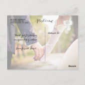 Elegant handschrift 2 foto bruiloft Bedankt Briefkaart (Achterkant)