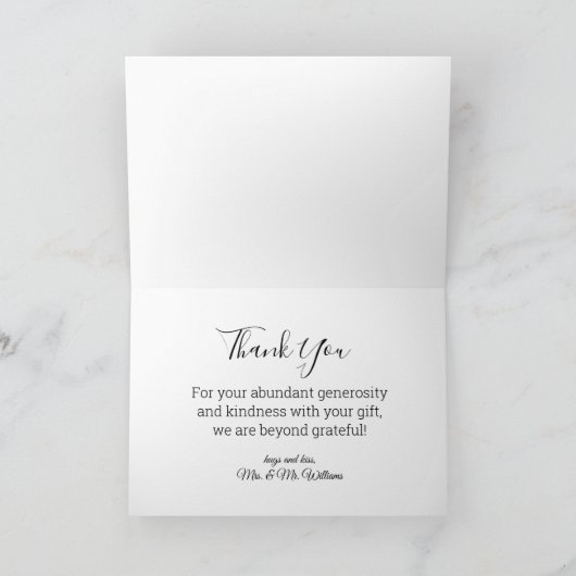 elegant handschrift 4 foto ' s collage bruiloft bedankkaart (Binnen)