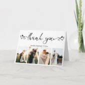 elegant handschrift 4 foto ' s collage bruiloft bedankkaart (Voorkant)
