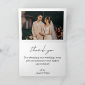 Elegant handschrift bruiloft 2 foto's bedankkaart (Binnen)