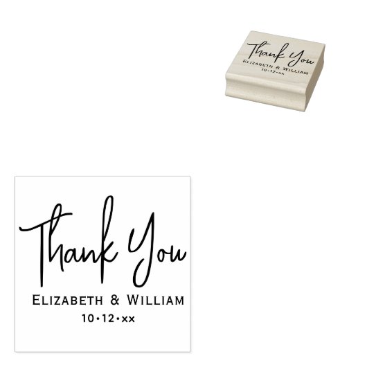 Elegant handschrift bruiloft typografie dank u rubberstempel (Gestempeld)