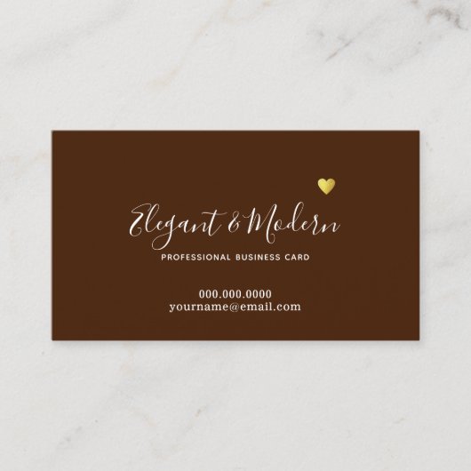 Elegant handschrift Calligrafie Chocolate Brown Visitekaartje (Voorkant)