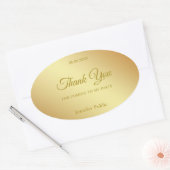 Elegant handschrift dank u tekst gouden Sjabloon Ovale Sticker (Envelop)
