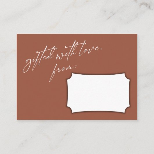 Elegant handschrift Display Shower Terracotta Informatiekaartje (Achterkant)