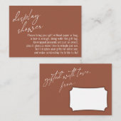 Elegant handschrift Display Shower Terracotta Informatiekaartje (Voorkant / Achterkant)