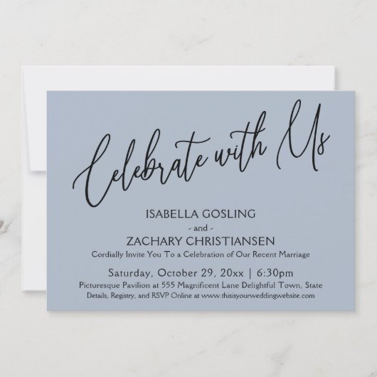 Elegant handschrift Dusty Blue vieren Kaart (Voorkant)