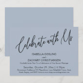 Elegant handschrift Dusty Blue vieren Kaart (Voorkant / Achterkant)