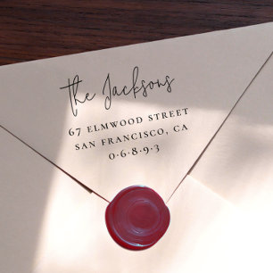 Elegant handschrift familienaam & serieus adres rubberstempel