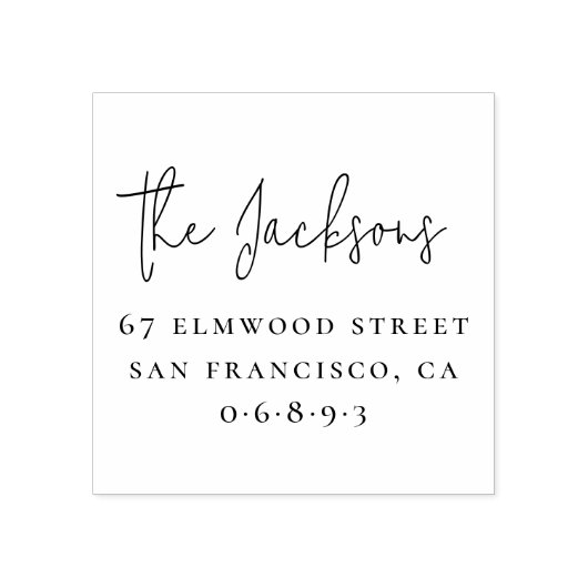 Elegant handschrift familienaam & serieus adres rubberstempel (Afrduk)