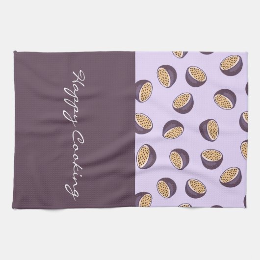 Elegant handschrift Fijne kookkunst paars Theedoek (Horizontaal)