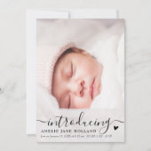 Elegant handschrift foto Baby aankondiging (Voorkant)