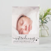 Elegant handschrift foto Baby aankondiging (Staand voorkant)