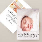 Elegant handschrift foto Baby aankondiging