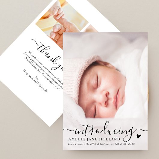 Elegant handschrift foto Baby aankondiging