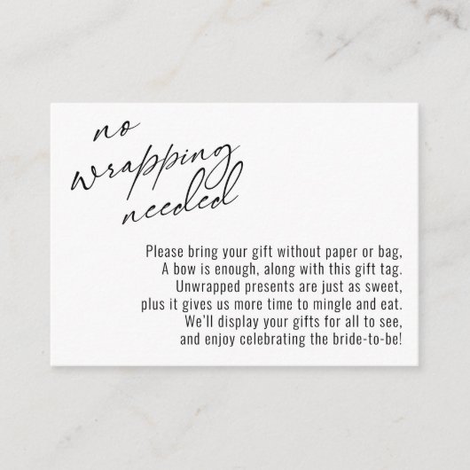 Elegant handschrift Geen omwikkeling nodig, wit Informatiekaartje (Voorkant)