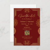 elegant handschrift indian red gold geometric save the date (Voorkant / Achterkant)