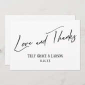 Elegant handschrift Love and Bedankt Black & White (Voorkant / Achterkant)