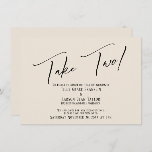 Elegant handschrift maakt het 2-bruiloft-kinderwag kaart (Voorkant / Achterkant)