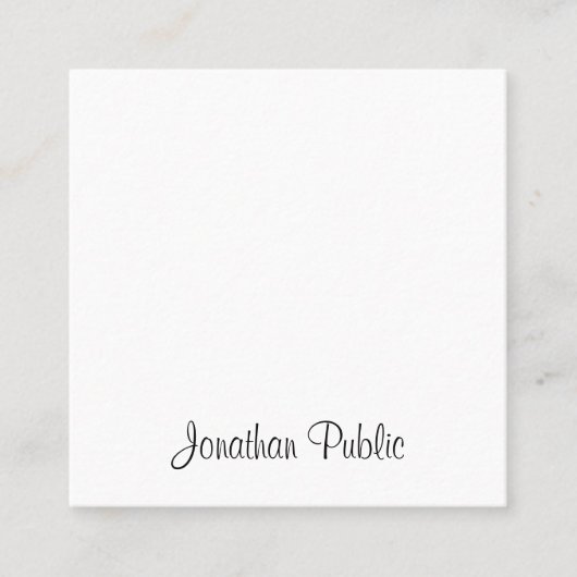 Elegant handschrift Manuscript Professional Modern Vierkante Visitekaartje (Voorkant)