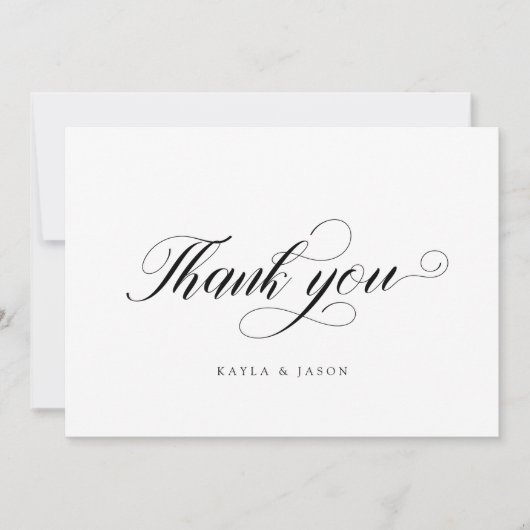  elegant handschrift - Moderne bruiloft Bedankkaart (Voorkant)