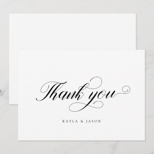 elegant handschrift - Moderne bruiloft Bedankkaart (Voorkant / Achterkant)