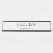 Elegant Handschrift Naam script witte marmer Bureau Naambordje (Voorkant)