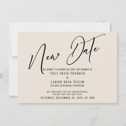 Elegant Handschrift Nieuwe Dadelcrème Aankondiging (Voorkant)