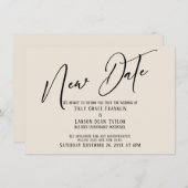 Elegant Handschrift Nieuwe Dattelcrème Aankondigin Kaart (Voorkant / Achterkant)