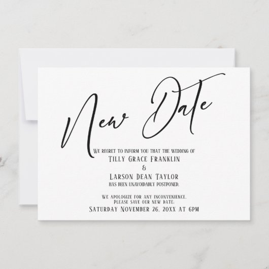 Elegant Handschrift Nieuwe Datum Eenvoudige Aankon Kaart (Voorkant)