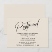Elegant Handschrift Postponed Wedding Cream Kaart (Voorkant / Achterkant)