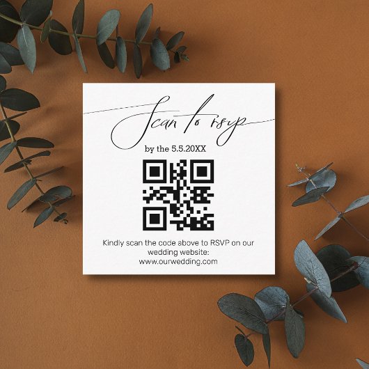 elegant handschrift rsvp qr code bruiloft eenvoudi informatiekaartje