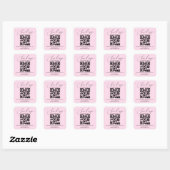 elegant handschrift rsvp qr code bruiloft  roze vierkante sticker (Vel)
