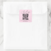 elegant handschrift rsvp qr code bruiloft  roze vierkante sticker (Tas)