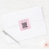 elegant handschrift rsvp qr code bruiloft  roze vierkante sticker (Envelop)