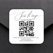 elegant handschrift rsvp qr code bruiloft vierkante sticker