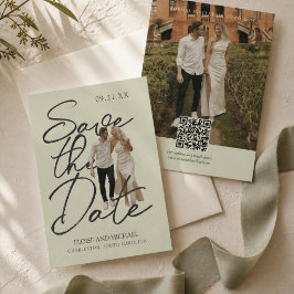 Elegant Handschrift Script Foto Huwelijk Save The Date