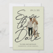 Elegant Handschrift Script Foto Huwelijk Save The Date (Voorkant)