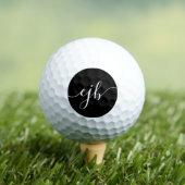 Elegant Handschrift Script White op zwart monogram Golfballen (Insitu Shirt)