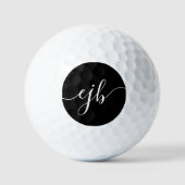 Elegant Handschrift Script White op zwart monogram Golfballen (Voorkant)