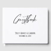 Elegant handschrift Simple Black & White Guestbook Gastenboek (Voorkant)