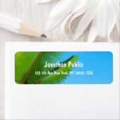 Elegant handschrift Sjabloon Palm Leaves Blue Sky Etiket (Insitu)