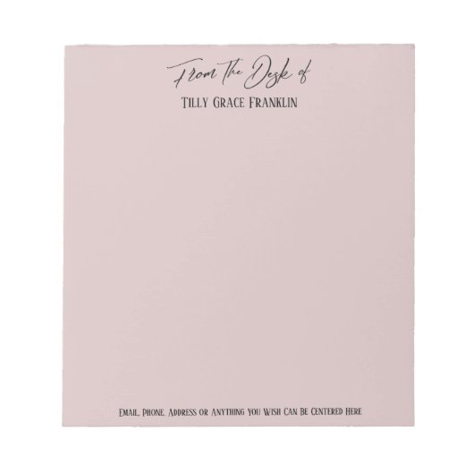Elegant handschrift "Vanuit het bureau van" usty R Notitieblok (Voorkant)