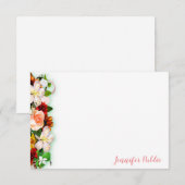 Elegant Handschrift Waterverf Bloemen Kleurrijk Notitiekaartje (Voorkant / Achterkant)