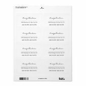 Elegant handschrift zwart & wit visitekaartje etiket (Full Sheet)