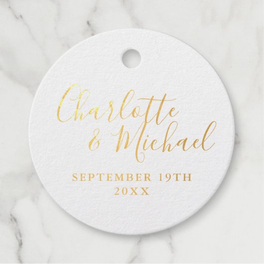 Elegant handtekening script goud bedankjes labels (Voorkant)